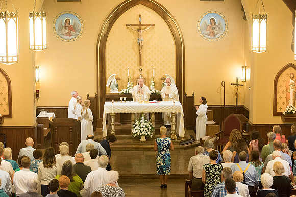 2016-08-20 Mass 028 _ME48555 150th Anniversary, Biship Binzer, Father Don, Mass, St. Bernard