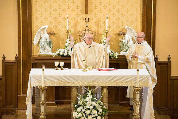 2016-08-20 Mass 017 _ME48533 150th Anniversary, Biship Binzer, Father Don, Mass, St. Bernard