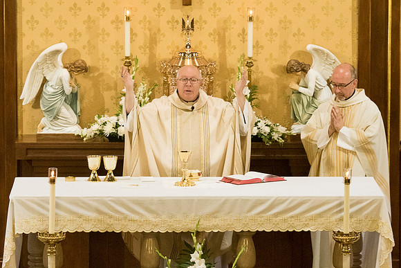 2016-08-20 Mass 025 _ME48551 150th Anniversary, Biship Binzer, Father Don, Mass, St. Bernard