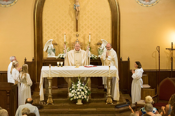 2016-08-20 Mass 024 _ME48551 150th Anniversary, Biship Binzer, Father Don, Mass, St. Bernard