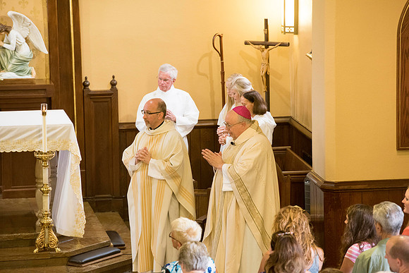 2016-08-20 Mass 014 _ME48527 150th Anniversary, Biship Binzer, Father Don, Mass, St. Bernard