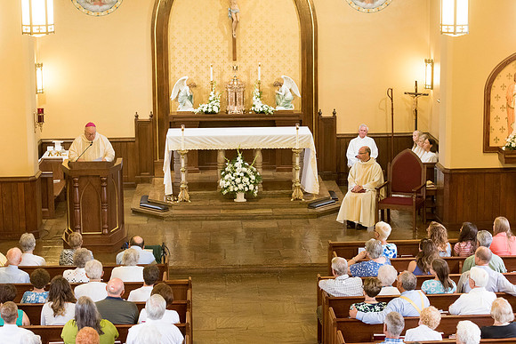 2016-08-20 Mass 010 _ME48520 150th Anniversary, Biship Binzer, Father Don, Mass, St. Bernard