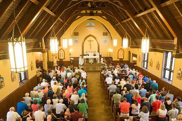 2016-08-20 Mass 023 _ME35627 150th Anniversary, Biship Binzer, Father Don, Mass, St. Bernard