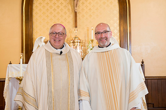 2016-08-20 Mass 041 _ME35656 150th Anniversary, Biship Binzer, Father Don, Mass, St. Bernard